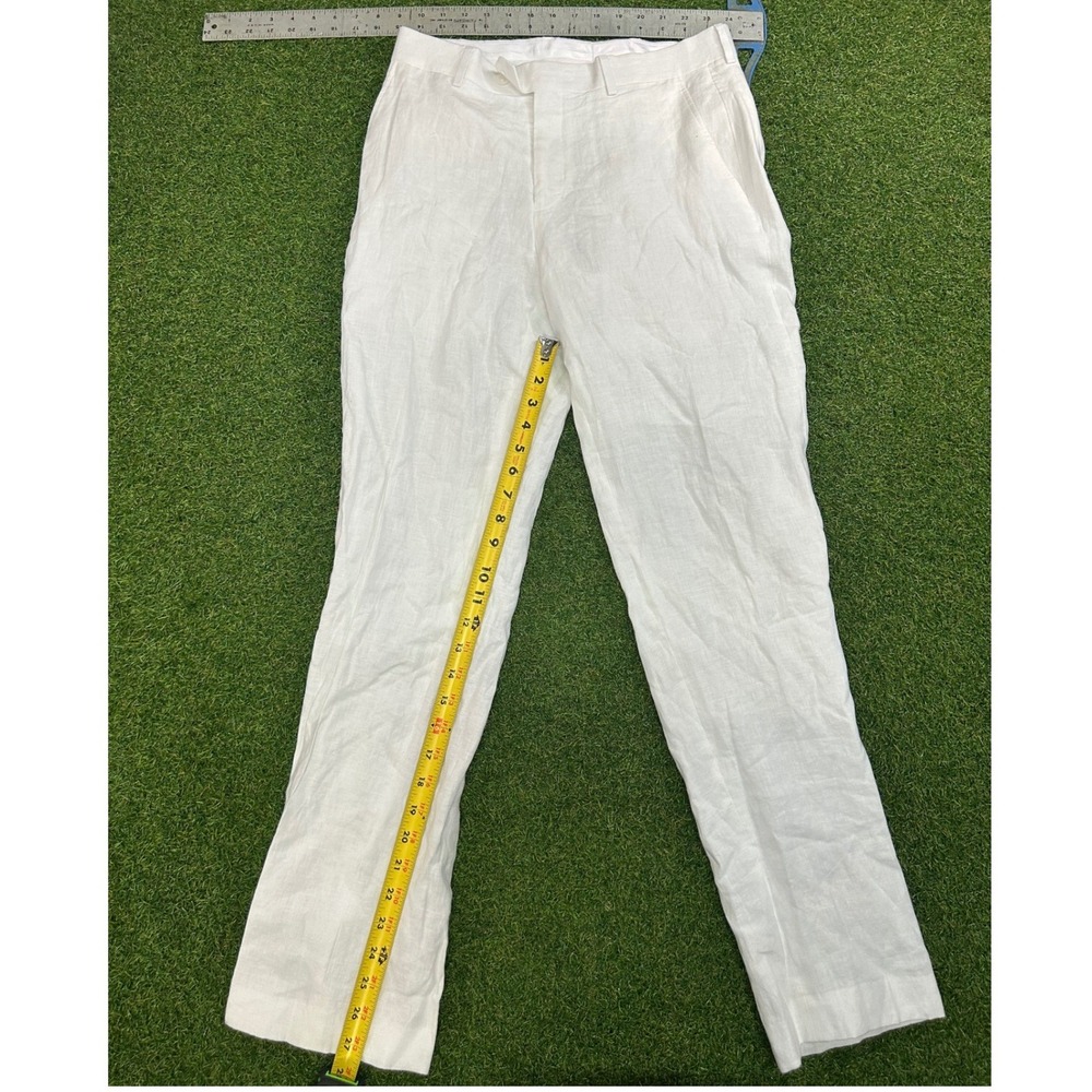 Bar III Mens 30x32 Slim Fit 100% Linen Dress Pants White Summer Trousers - Picture 5 of 7